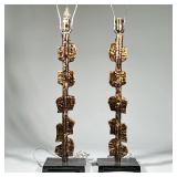 (2pc) Pair Post Modern Brutalist Buffet/Table Lamps