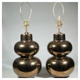 Pair Merlat Contemporary Oversized Table Lamps With Burnt Gold Finish