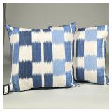 (2pc) Blue And White Kasuri Throw Pillows By Ryan Studio