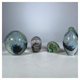 (4pc) SIGNED ART GLASS PAPERWEIGHTS