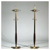(2pc) Pair Tall MCM Style Brass Table Lamps