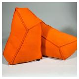 (2pc) Matching Orange Felt Throw Pillows.