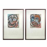 (2pc) Abstract Mixed Media Portraits