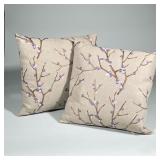 (2pc) D.V. KAP Home Matching Throw Pillows With Embroidered Berries On Branches