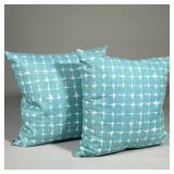 (2pc) Matching Aqua Geometric Throw Pillows