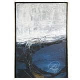 Tall Abstract Contemporary Painting in Blue and Gray