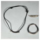 (2pc) STERLING & LEATHER JEWELRY