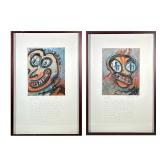 (2pc) Abstract Mixed Media Portraits