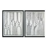 (2pc) Complimentary Abstract Giclee Drawings