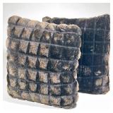 (2pc) FAUX FUR GRID PILLOWS