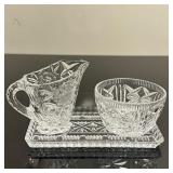 (3pc) Cut-Glass Sugar & Creamer Set with Tray