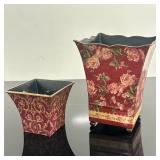 (2pc) Metal Toleware Planters