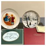 (2pc) P. Buckley Moss (American, 1933-2024) Christmas Plate & Other