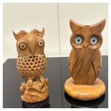 (2pc) Wooden Owl Figurines