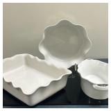 (3pc) White Ceramic Baking Dishes