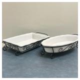 (4pc) White Ceramic Platters/Stands