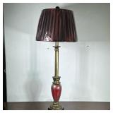 Ruby Red Glass & Brass Table Lamp