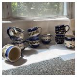 (9pc) Polish Pottery - Ceramic Mugs