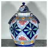 Mexican Talavera Pottery Urn - Light Blue