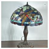 Tiffany Style Table Lamp - "Red Dragonfly"