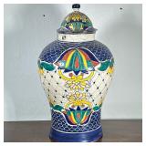 Mexican Talavera Pottery Urn - Fish Scales