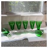 (7pc) Anchor Hocking Green Glasses