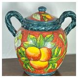 Mexican Talavera Pottery Urn - Orange Fruits