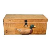 PINE PAINTED & CARVED DECOY DUCK BLANKET CHEST