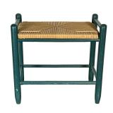GREEN PAINTED COUNTRY RUSH STOOL