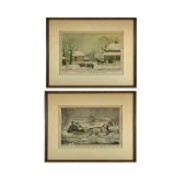 (2pc) CURRIER & IVES LITHOGRAPHS