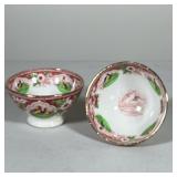 (2pc) Antique PV France Portieux Vallerysthal Footed Transferware Bowls