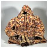 (2pc) Cabela Camouflage Synthetic Down Hunting Jacket, Large And Gloves