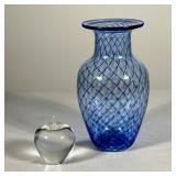 (2pc) Hand Blow Vase And Crystal Apple