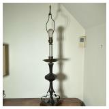 Vintage TALL WOOD & BRASS Table LAMP