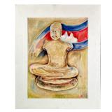 ABSTRACT BUDDHA PAINTING, MIXED MEDIA | Buddha or Bodhisattva Mixed media on artist’s paper, matted,