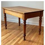 VINTAGE PINE COUNTRY TABLE / DESK | Vintage English Polished Pine kitchen table/work table with dist