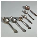 (6pc) MIXED STERLING SILVER SPOONS | Including: 2 serving spoons with sterling hallmarks (2.7 ozt), 