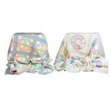 (2pc) Handmade Vintage Quilts | One Classic Dresden Plate quilt block pattern on a cream colored bac