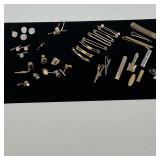 MIXED DRESSING ITEMS | Including: 8 tie clips, 8 tie tacks, 8 collar pins, 3 money clips, and variou