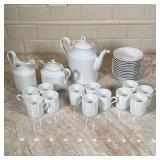 (27pc) Italian White Tea Set By Richard Ginori | Never used. Includes 12 small demitasse cups and sa