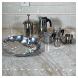 (6pc) Miscellaneous Silver Tone Dish And Coffee Accessories | Including but not limited to cup and s