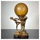 Art Deco Figural Globe Lamp