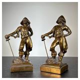 Pair Paul Herzel Brass Bronze Bookends