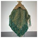 Antique Brass Purse Clip And Beaded Bag