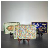 (6pc) Set English Daher Decorated Ware Small Trays