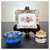 (3pc) Limoges & Other Porcelain Trinket Boxes