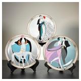 (3pc) Marci McDonald for W.S. George Art Deco Fine China Plates