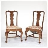 PAIR QUEEN ANNE SIDE CHAIRS | probably 19th century, cabriole legs Dimensions: h. 39 x w. 22.5 x d. 