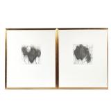 (2pc) GEOMETRIC ABSTRACT CHARCOAL DRAWINGS, AFTER BRAQUE | shape sketches h. 8 x w. 8 in., each shee