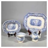 (4pc) E. CHALLINOR & Co. CANOVA CERAMIC SET | E. Challinor & Co "Panama" dish set. Including octagon